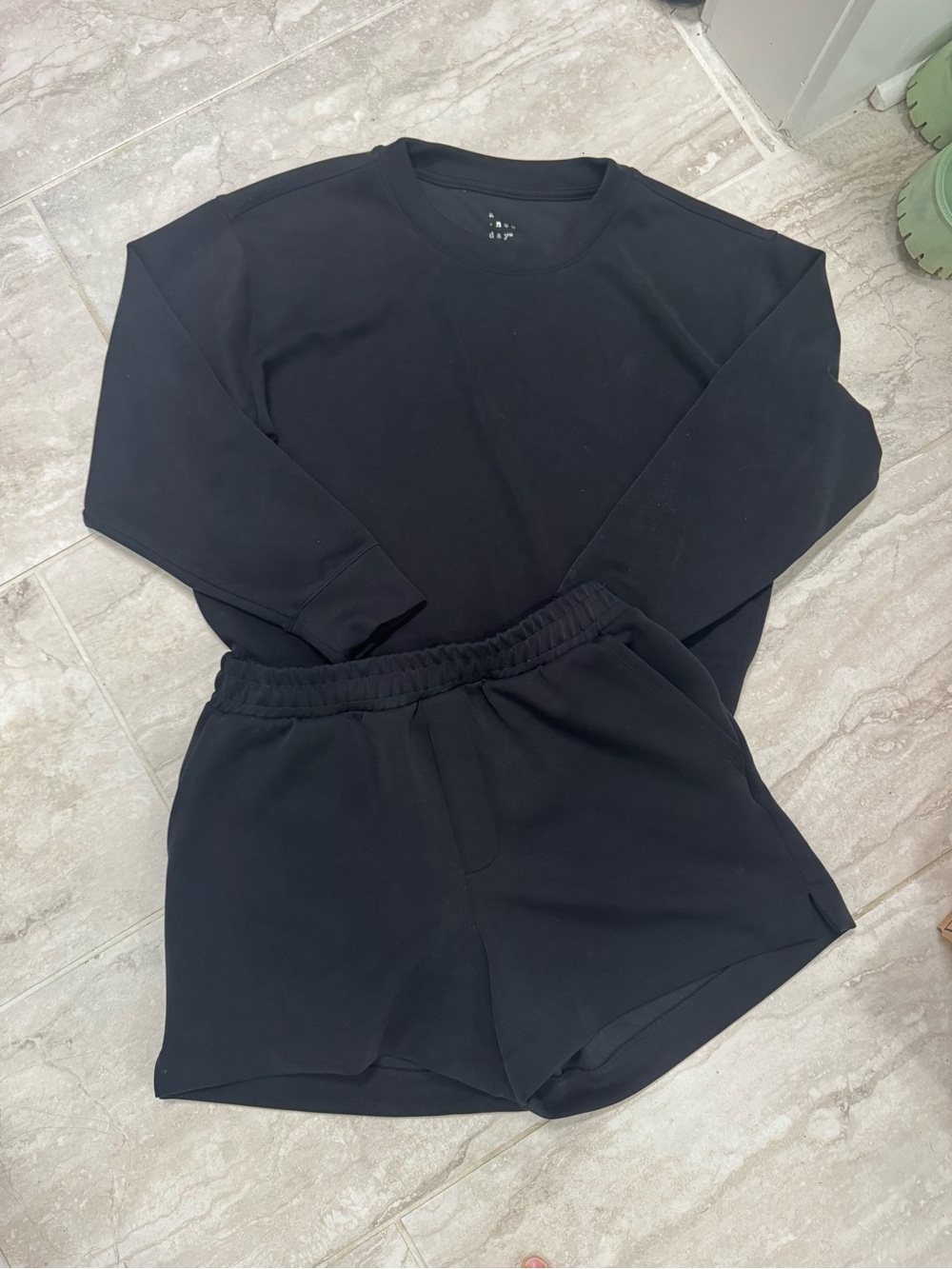 a new day black pullover and short set